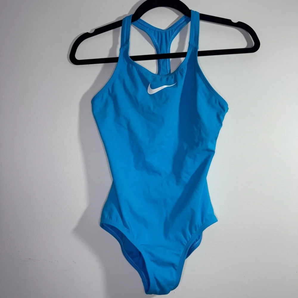 Nike Girls Blue One Piece Swimsuit Racerback Cutout Swimwear 14-16